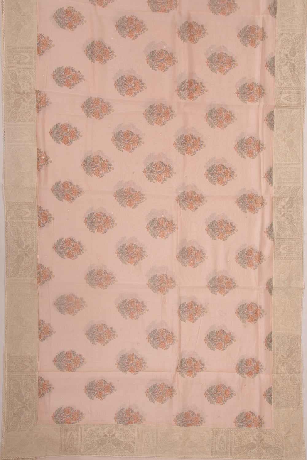 Chanderi Silk Floral Printed Peach Saree