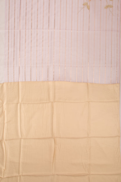 Organza Lines And Printed Baby Pink Saree