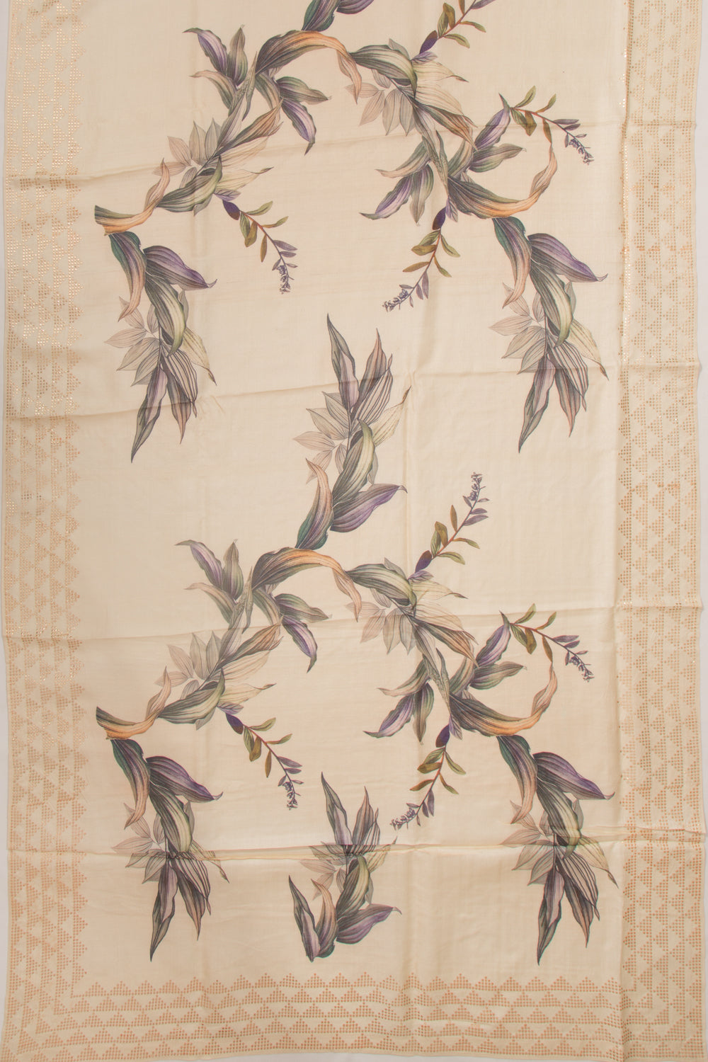 Tussar Floral Printed Beige Saree