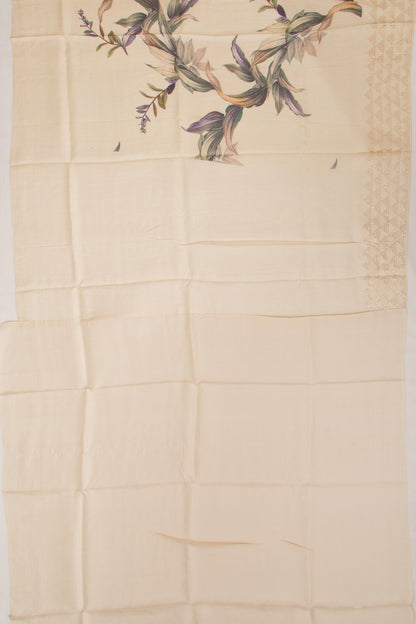 Tussar Floral Printed Beige Saree