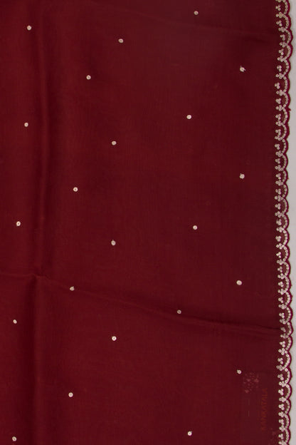 Organza Butta Maroon Saree