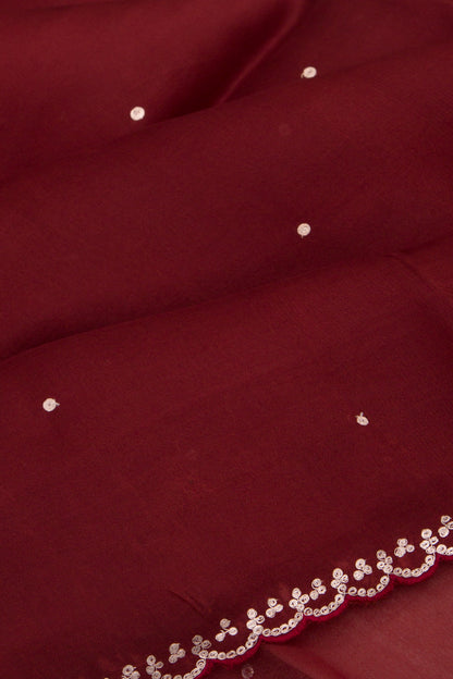 Organza Butta Maroon Saree