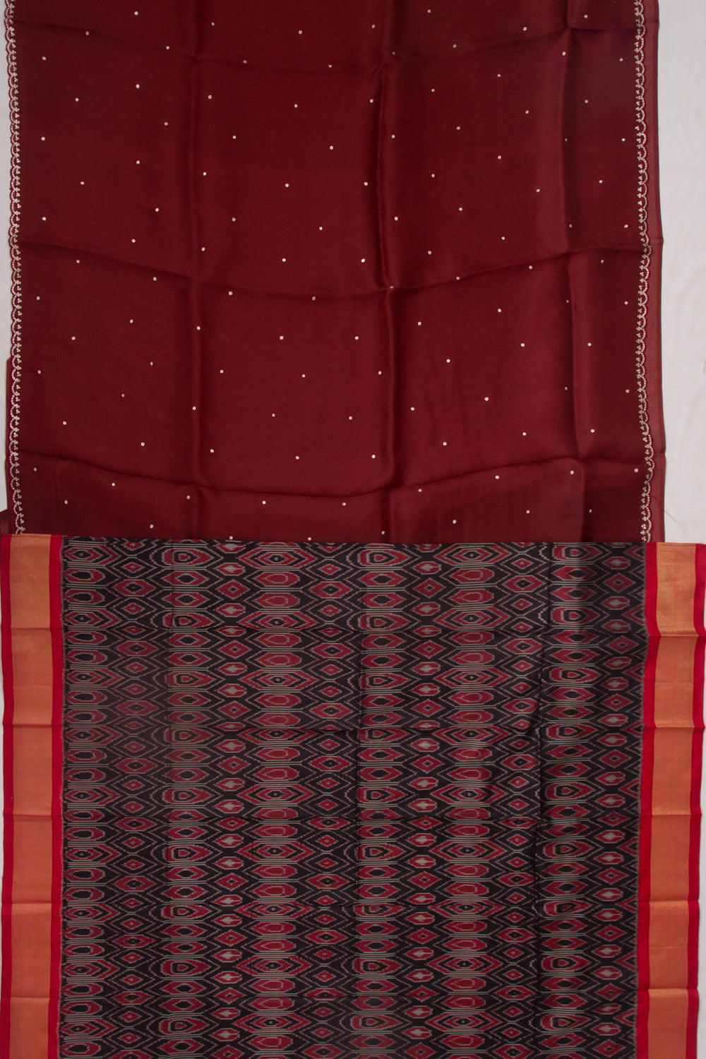 Organza Butta Maroon Saree