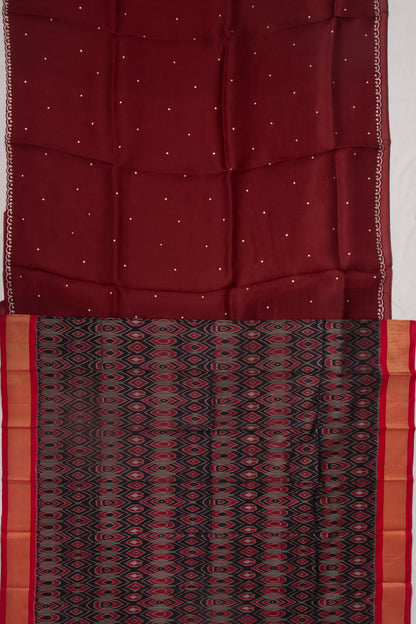 Organza Butta Maroon Saree