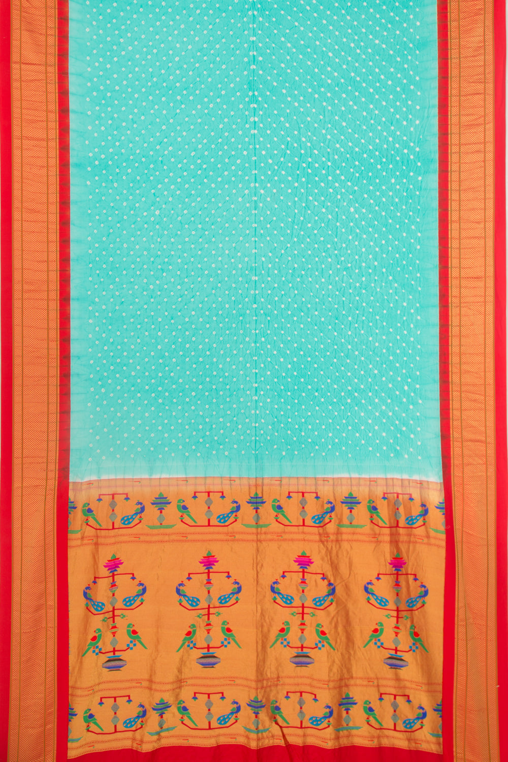 Muniya Silk Bandhani Sky Blue Saree