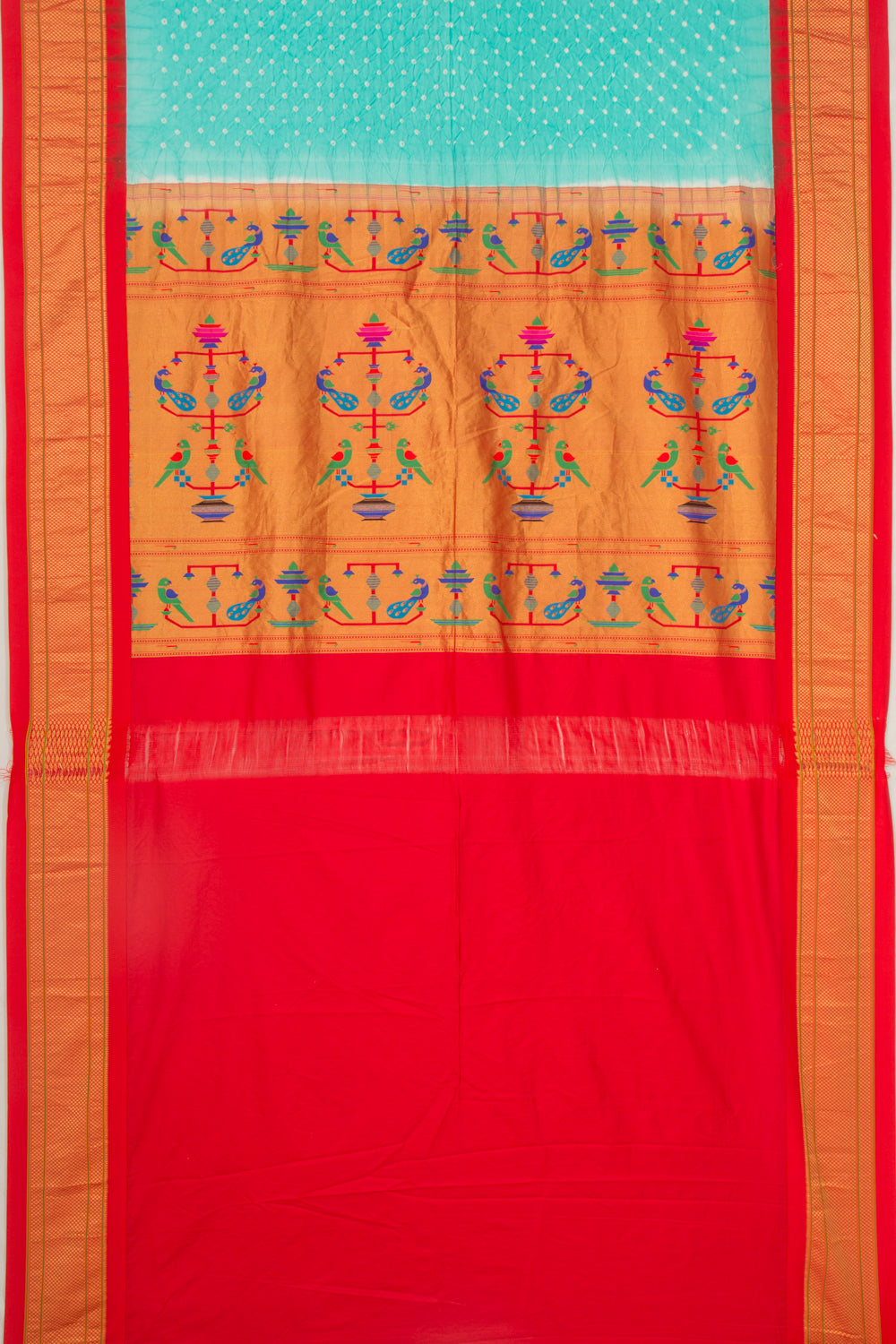 Muniya Silk Bandhani Sky Blue Saree