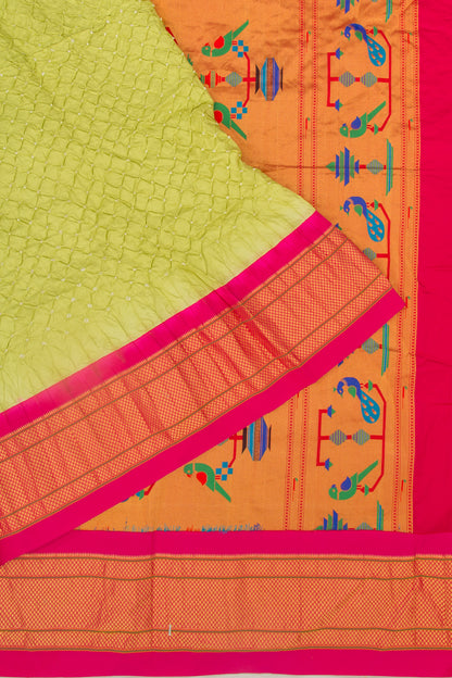 Muniya Silk Bandhani Green Saree