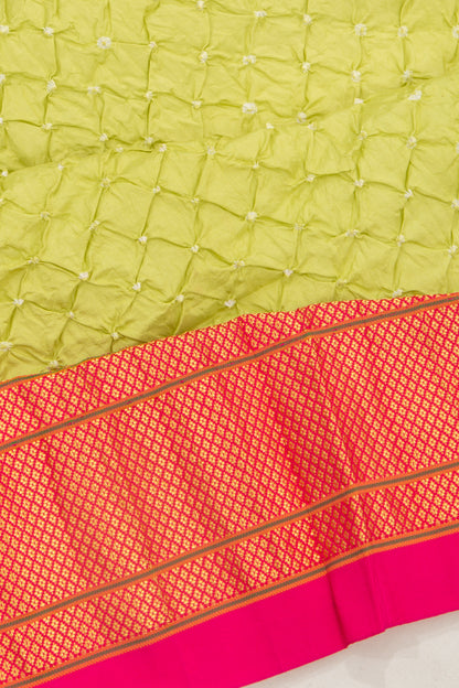 Muniya Silk Bandhani Green Saree
