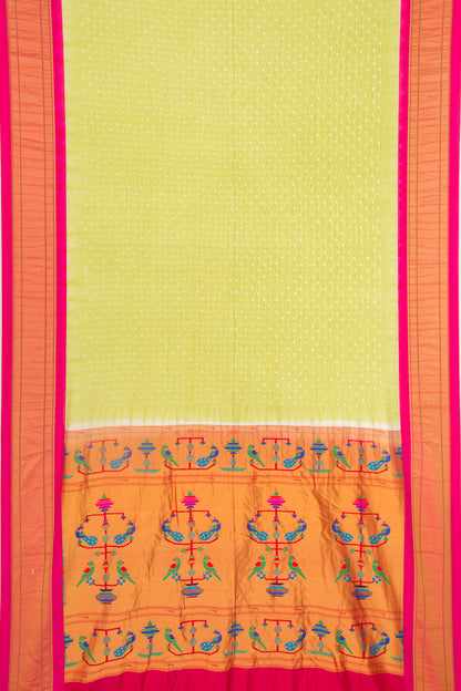 Muniya Silk Bandhani Green Saree