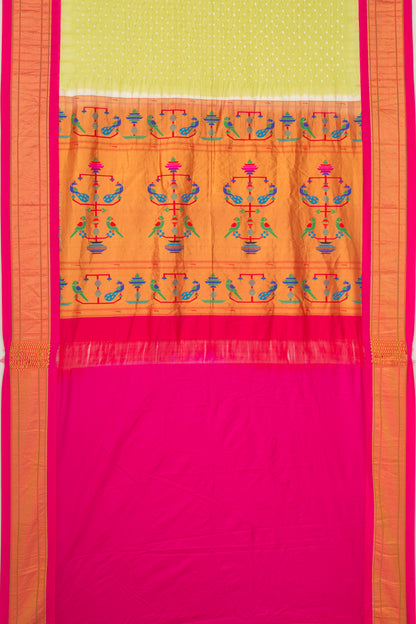 Muniya Silk Bandhani Green Saree