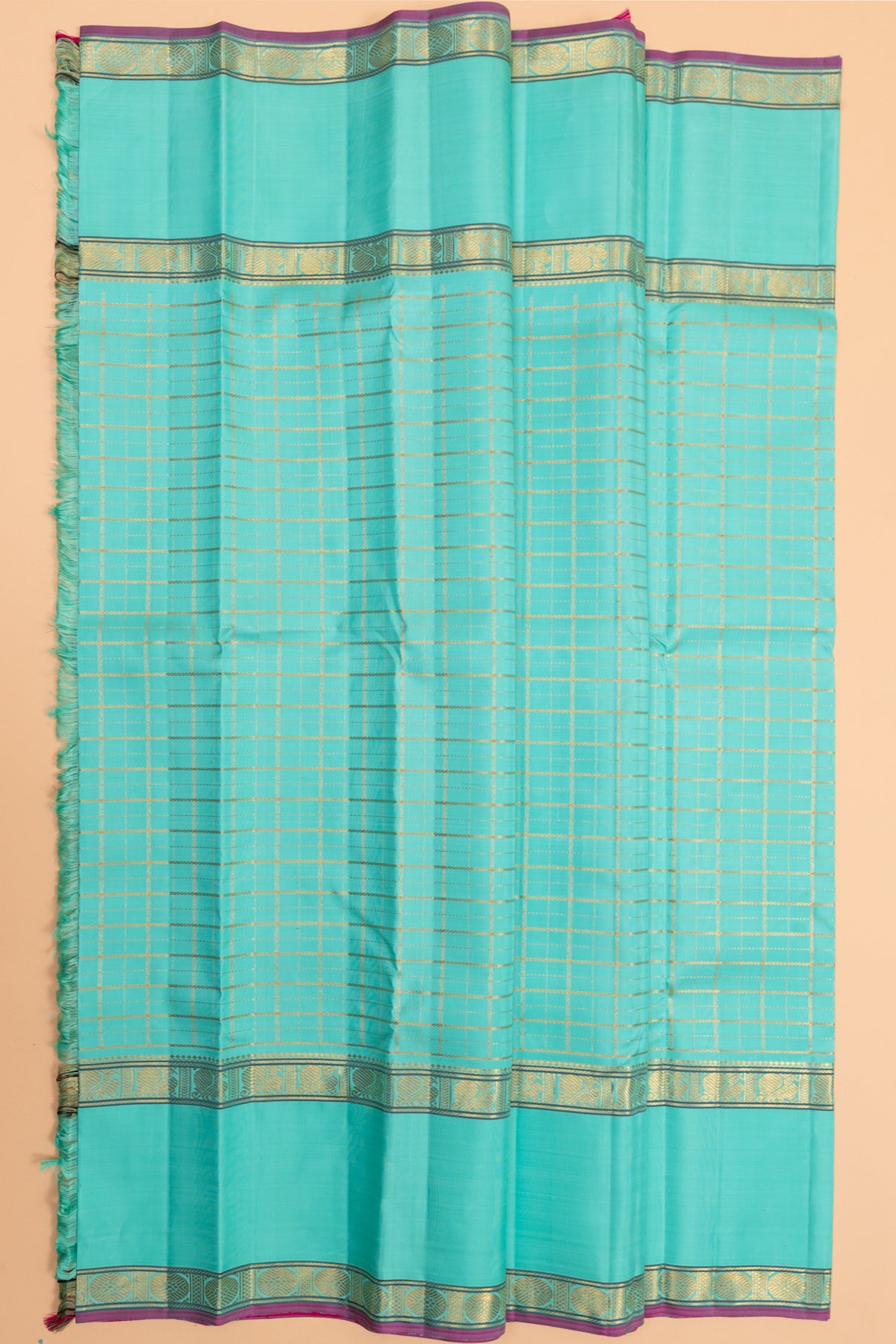 Kanchipuram Silk Checks Blue Saree