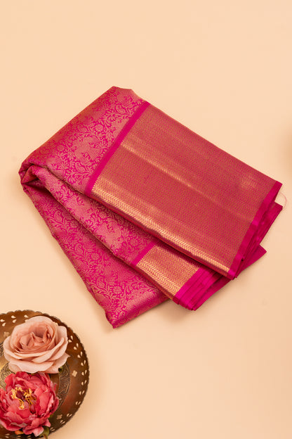 Kanchipuram Silk Brocade Pink Saree