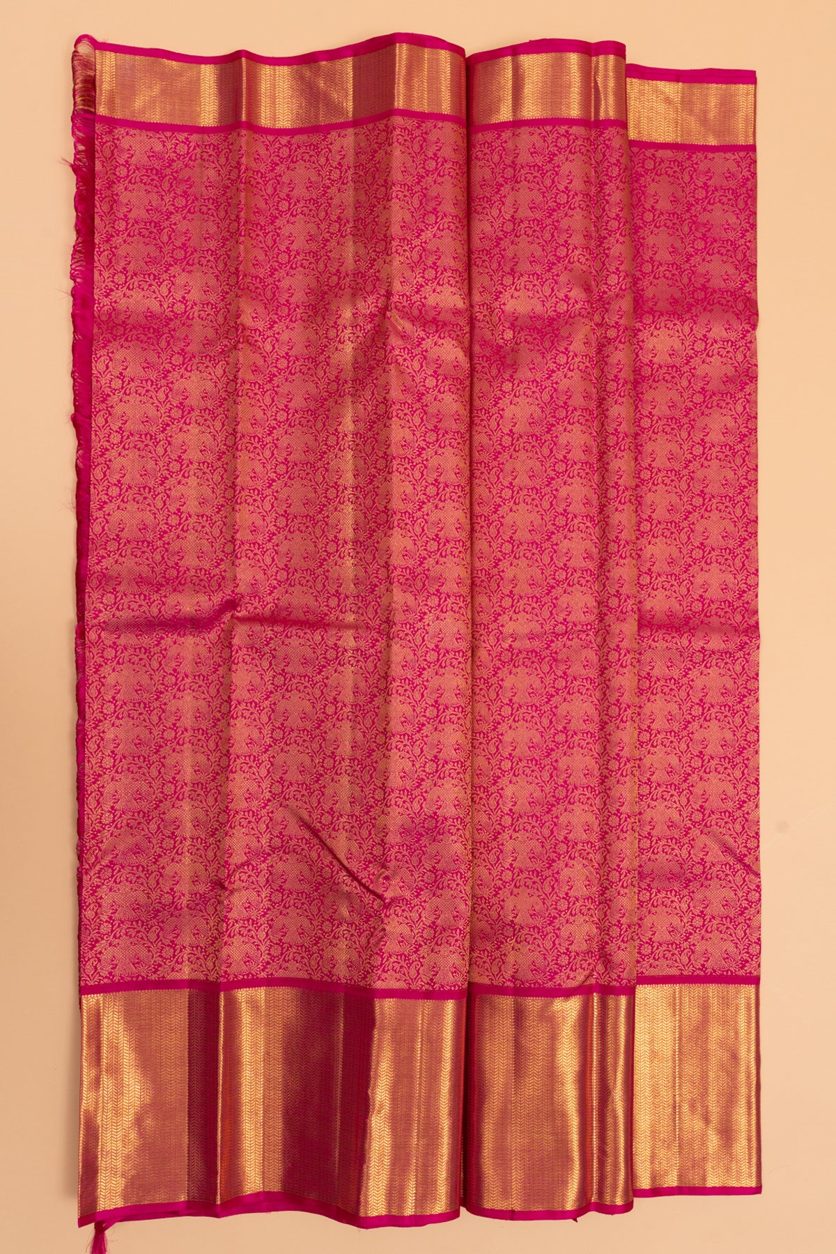 Kanchipuram Silk Brocade Pink Saree