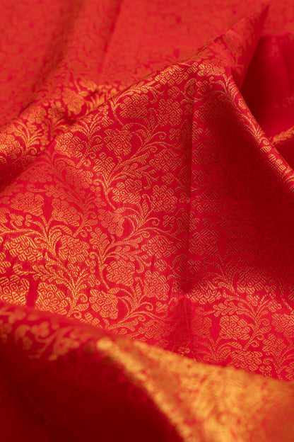 Kanchipuram Silk Brocade Red Saree