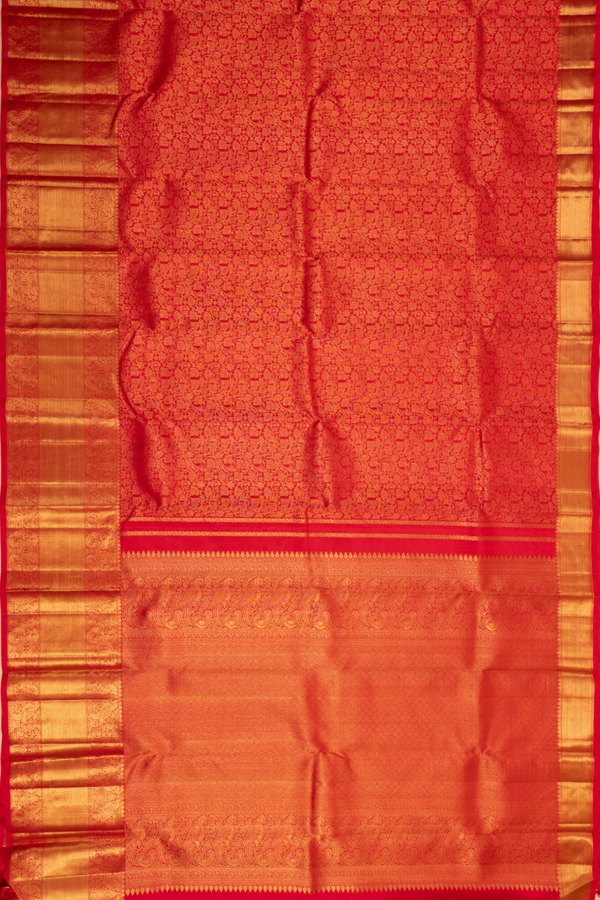 Kanchipuram Silk Brocade Red Saree