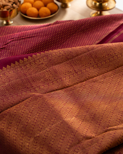Kanchipuram Silk Brocade Maroon Saree With Rakhi and Gift Box