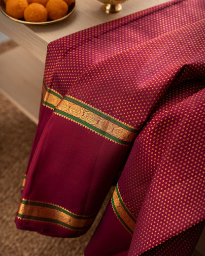 Kanchipuram Silk Brocade Maroon Saree With Rakhi and Gift Box