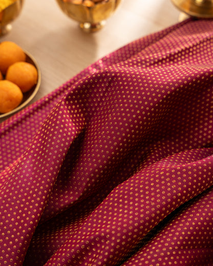 Kanchipuram Silk Brocade Maroon Saree With Rakhi and Gift Box