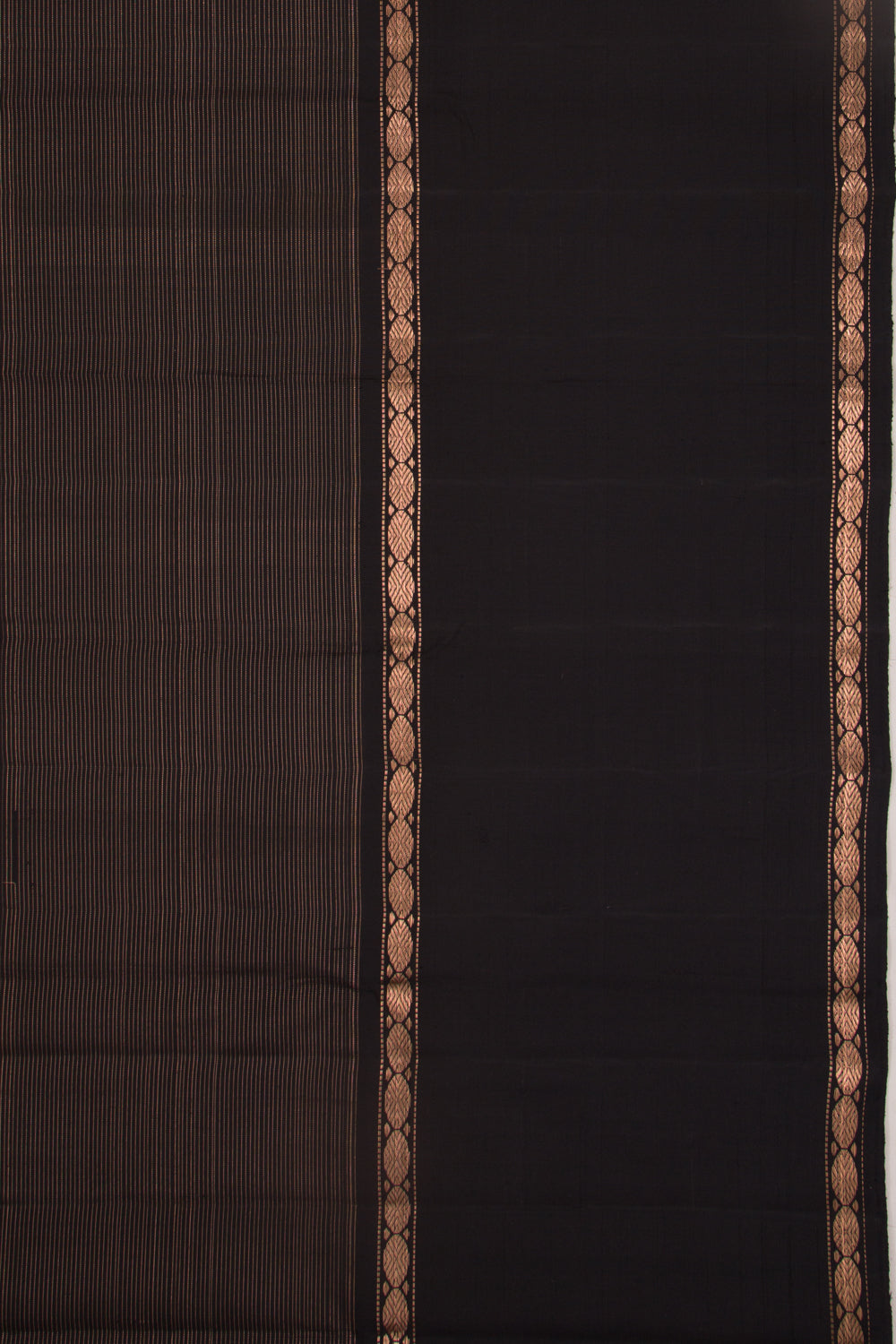 Kanchipuram Silk Horizontal Lines Black Saree