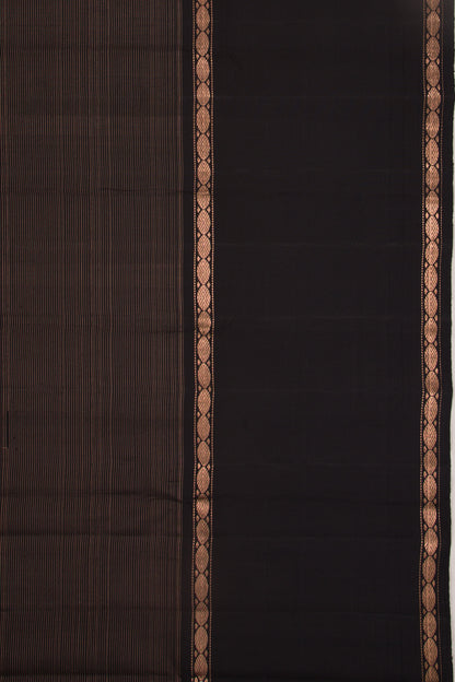 Kanchipuram Silk Horizontal Lines Black Saree