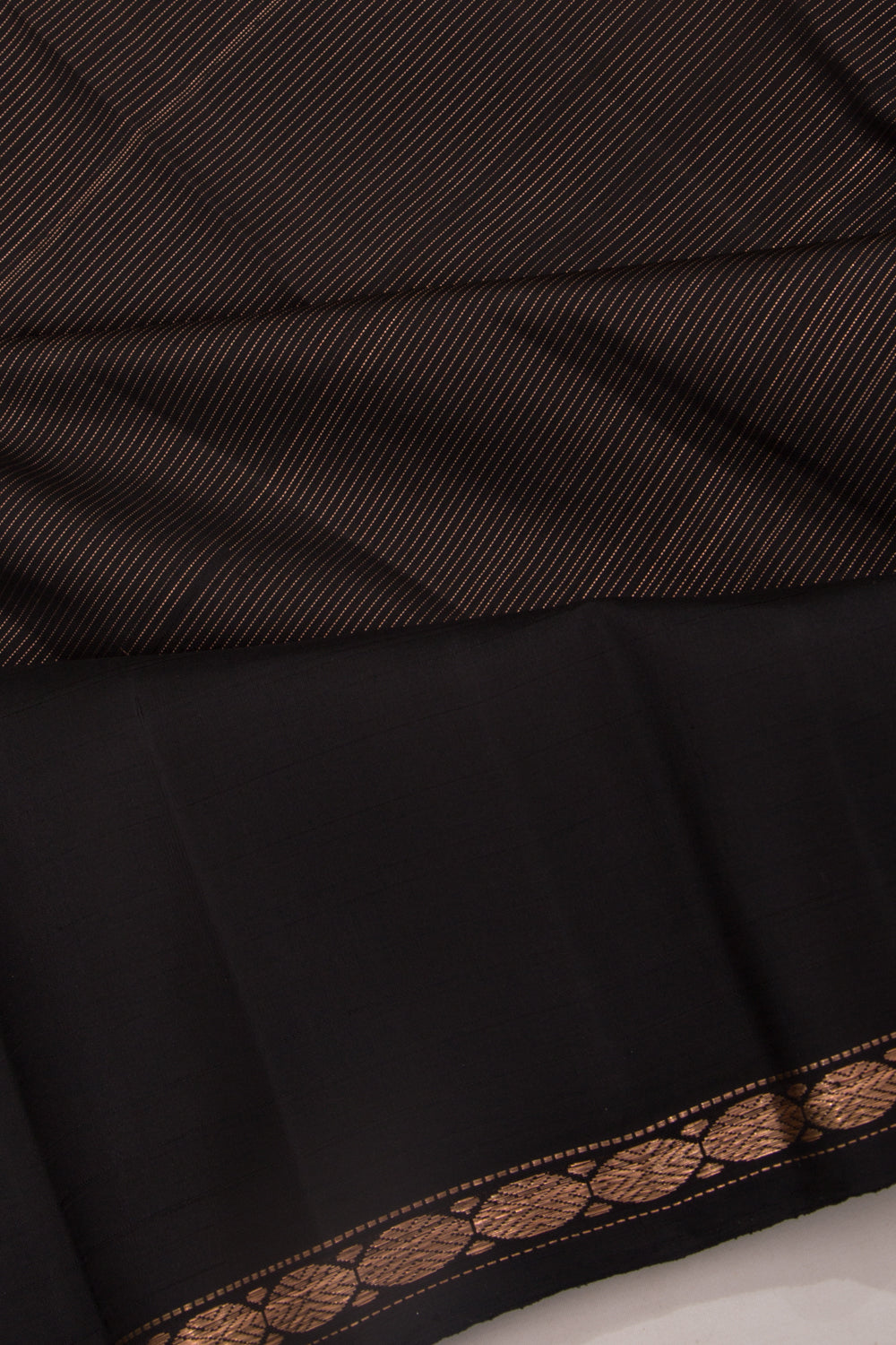 Kanchipuram Silk Horizontal Lines Black Saree