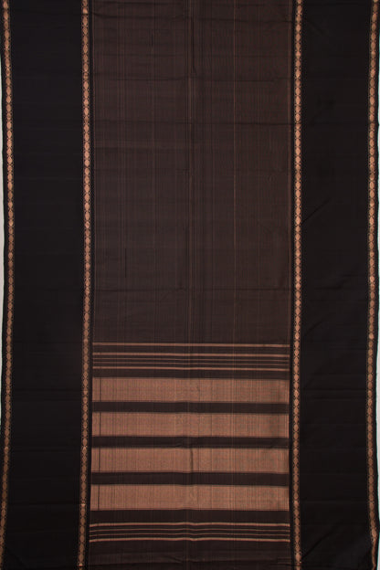 Kanchipuram Silk Horizontal Lines Black Saree