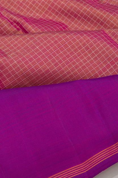 Taranga Kanchi Silk Checks Purple Saree