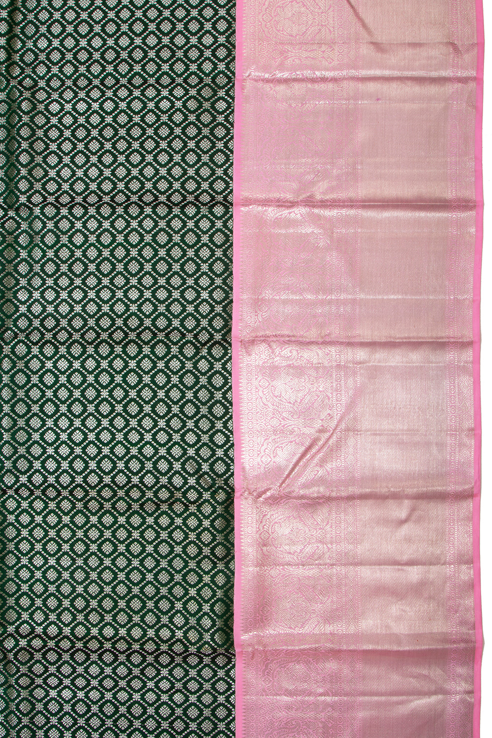 Kanchipuram Silk Brocade Bottle Green Saree