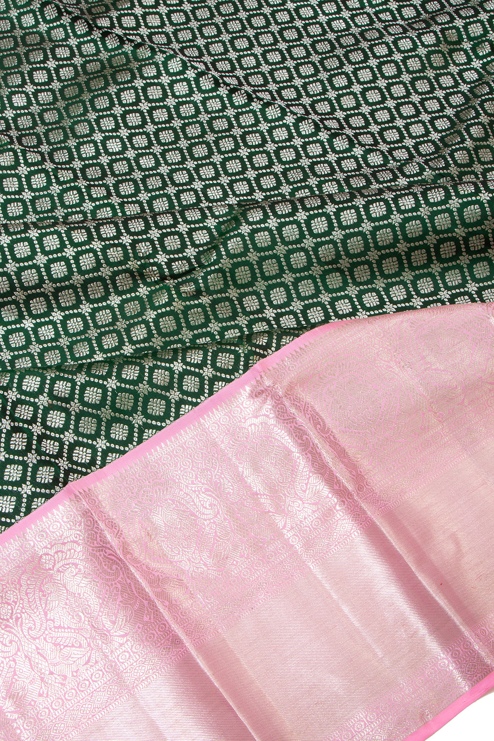 Kanchipuram Silk Brocade Bottle Green Saree