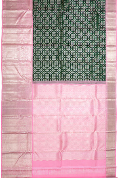 Kanchipuram Silk Brocade Bottle Green Saree