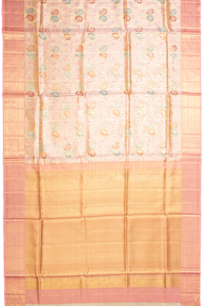 Kanchipuram Silk Tissue Jaal Baby Pink Saree