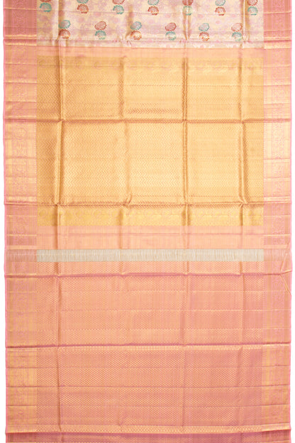 Kanchipuram Silk Tissue Jaal Baby Pink Saree