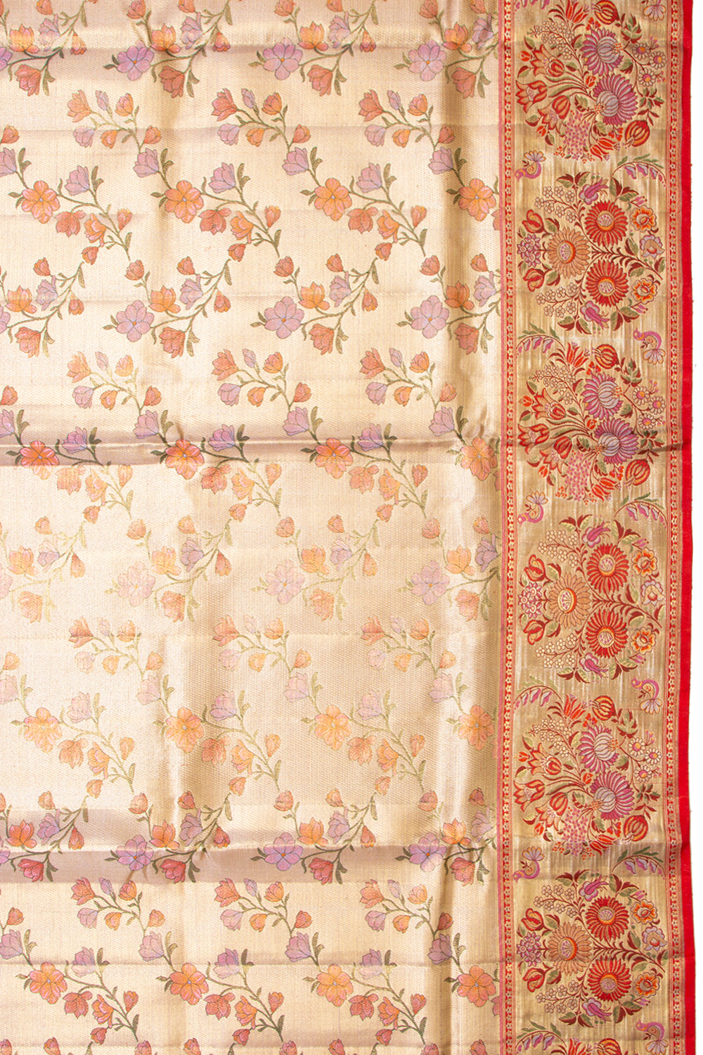 Kanchipuram Silk Tissue Jaal Gold Saree