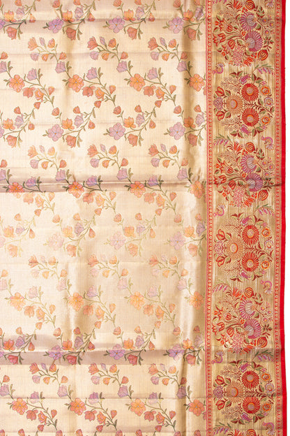 Kanchipuram Silk Tissue Jaal Gold Saree