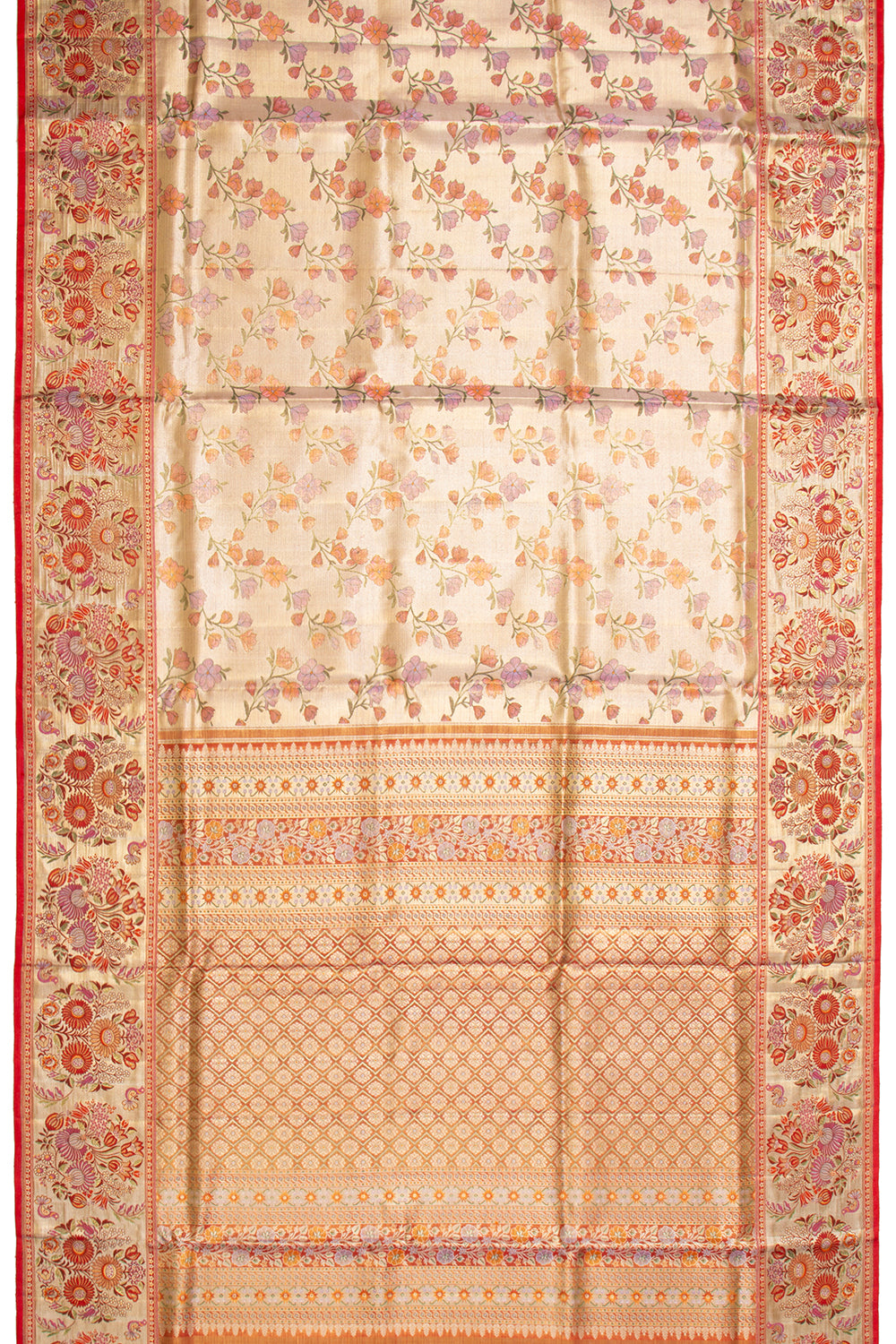 Kanchipuram Silk Tissue Jaal Gold Saree
