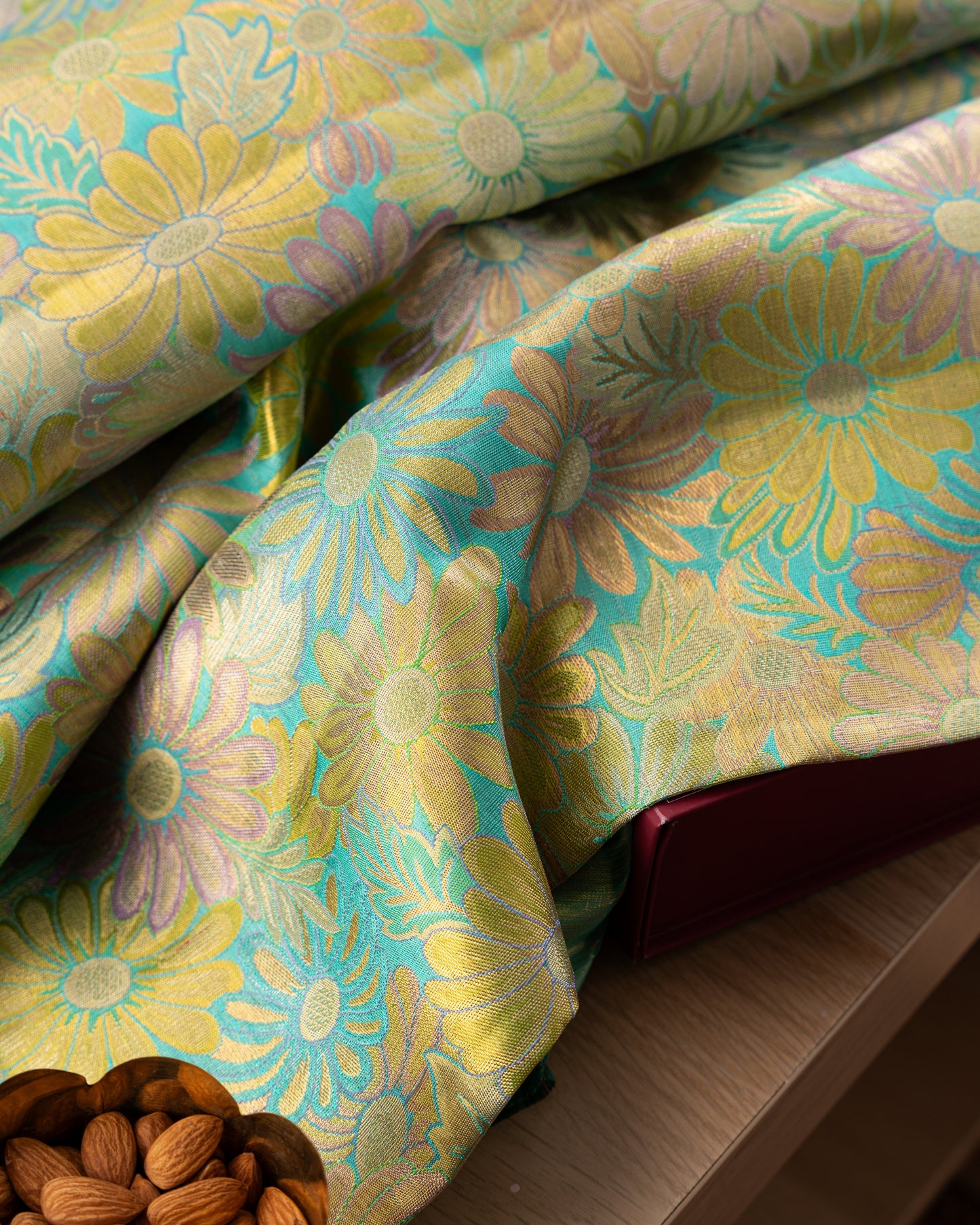 Kanchipuram Silk Floral Brocade Green Saree
