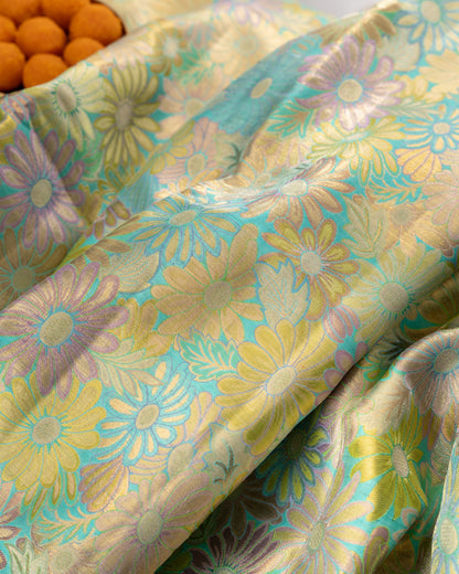 Kanchipuram Silk Floral Brocade Green Saree