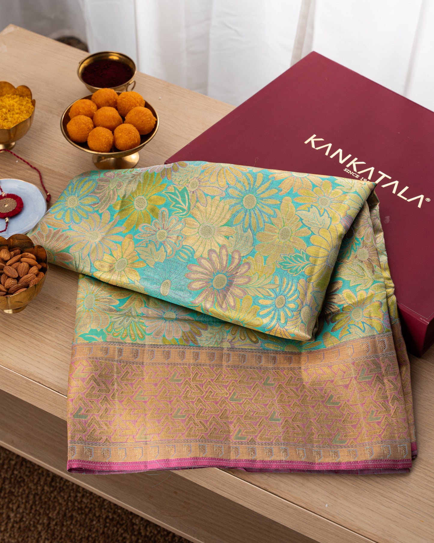 Kanchipuram Silk Floral Brocade Green Saree