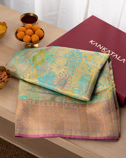 Kanchipuram Silk Floral Brocade Green Saree