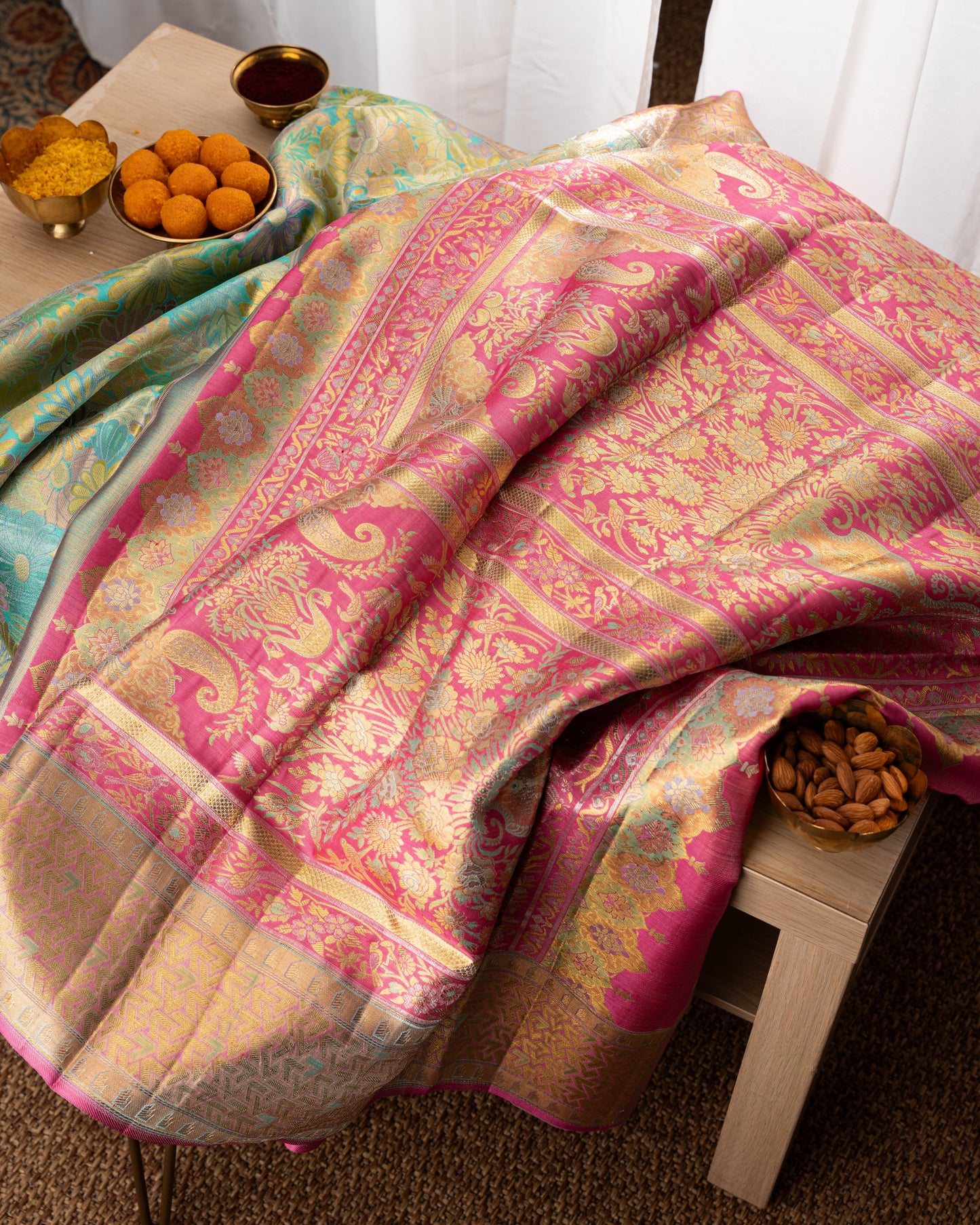 Kanchipuram Silk Floral Brocade Green Saree