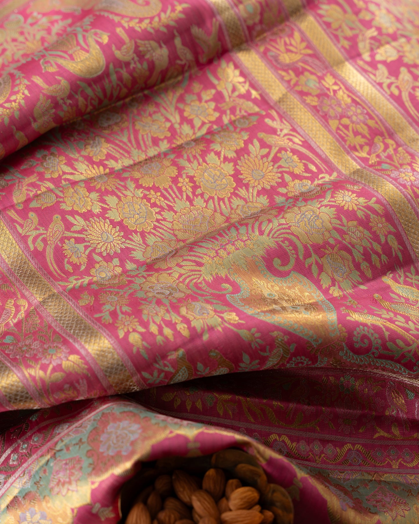 Kanchipuram Silk Floral Brocade Green Saree