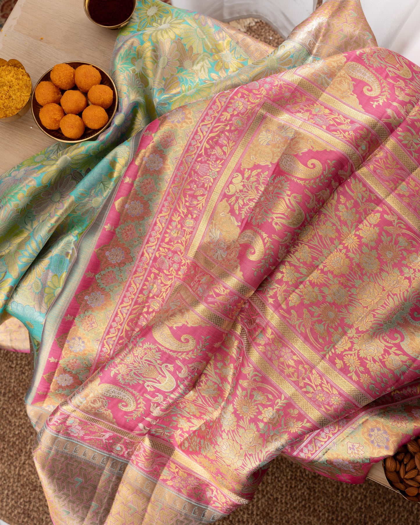 Kanchipuram Silk Floral Brocade Green Saree