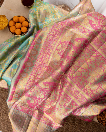 Kanchipuram Silk Floral Brocade Green Saree