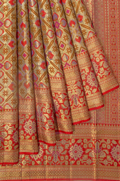 Kanchipuram Silk Tissue Brocade Gold Saree