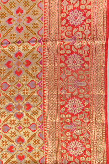 Kanchipuram Silk Tissue Brocade Gold Saree