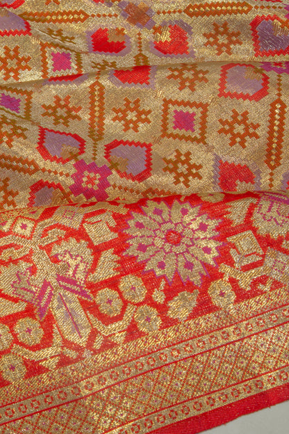 Kanchipuram Silk Tissue Brocade Gold Saree
