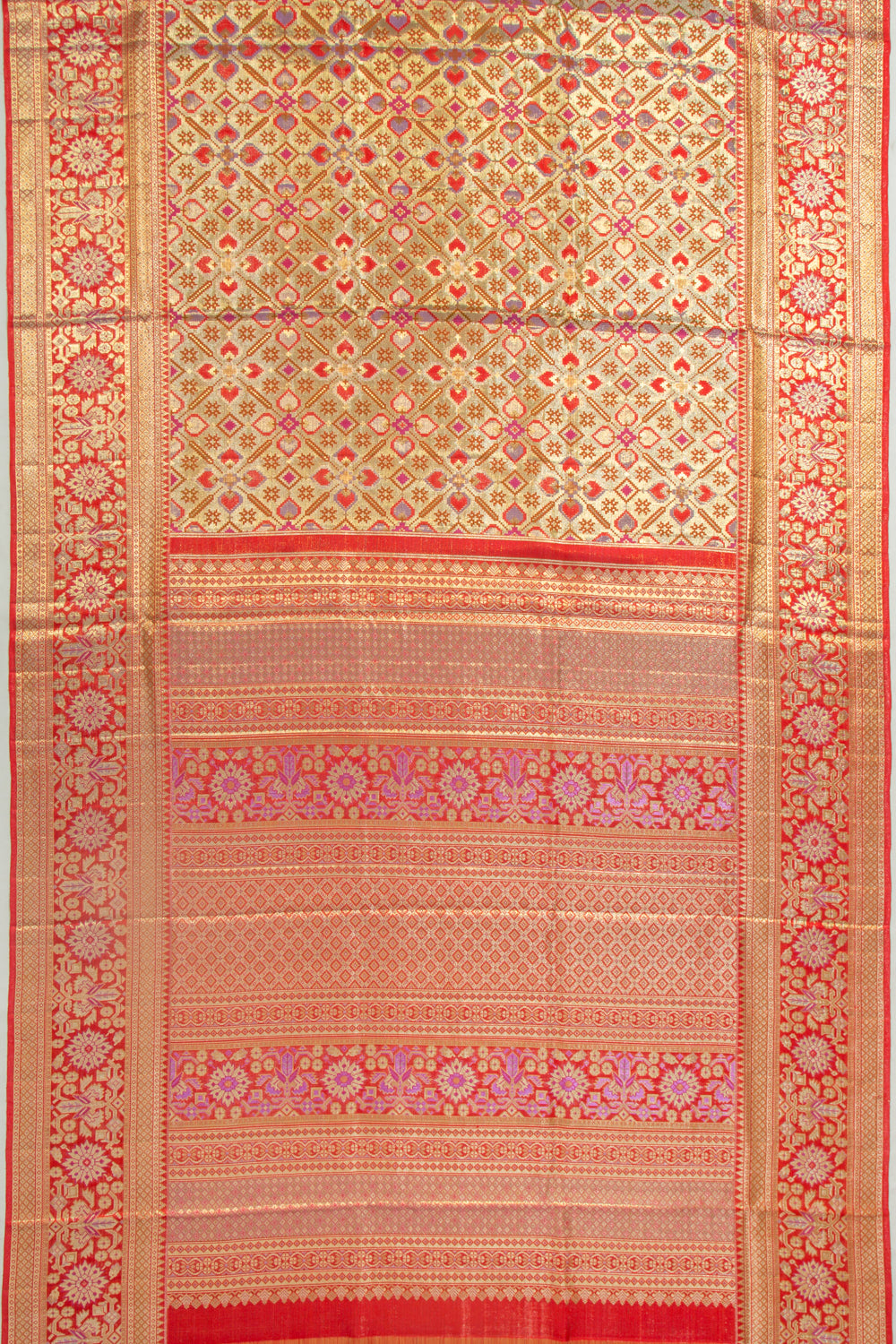 Kanchipuram Silk Tissue Brocade Gold Saree