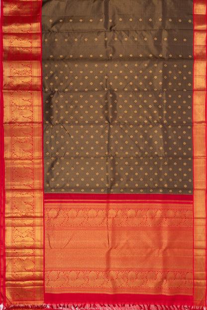 Kanchipuram Silk Checks And Butta Black Saree