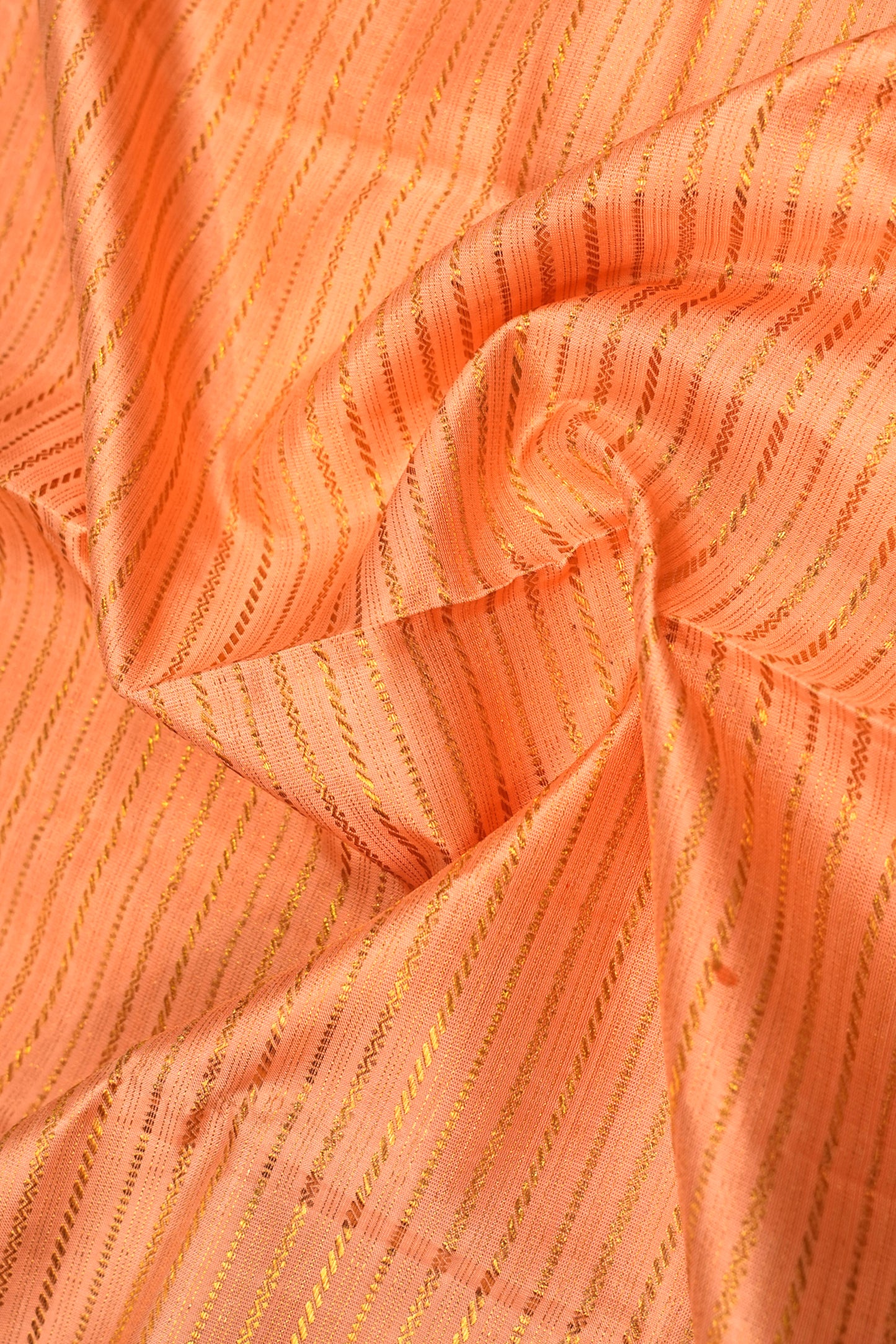 Kanchipuram Silk Horizontal Lines Peach Saree