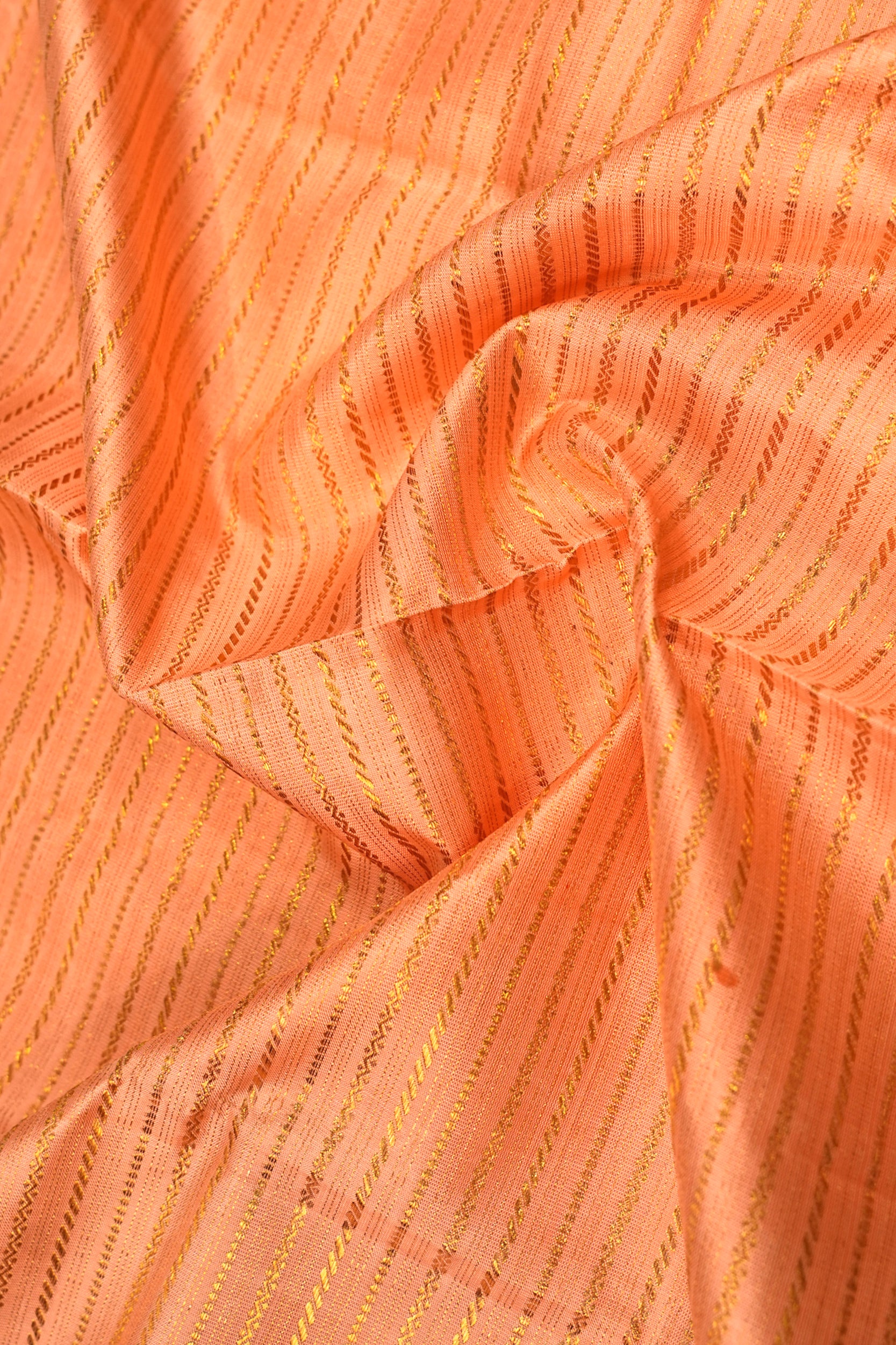 Kanchipuram Silk Horizontal Lines Peach Saree